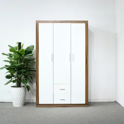Tủ Quần Áo Gỗ 3 Cánh Cửa Mở Màu Óc Chó Cánh Trắng Gỗ MDF Melamine Đẹp Giá Rẻ Tủ Quần Áo Gỗ 3 Cánh Cửa Mở Màu Óc Chó Cánh Trắng Gỗ MDF Melamine Đẹp Giá Rẻ