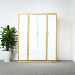 Tủ Quần Áo Gỗ Công Nghiệp 1m6 Màu Sọc Vàng + 4 Cánh Trắng Hiện Đại Tủ Quần Áo Gỗ Công Nghiệp 1m6 Màu Sọc Vàng + 4 Cánh Trắng Hiện Đại