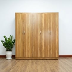 Tủ Quần Áo 5 Cánh Gỗ Công Nghiệp Màu Sọc Vàng MDF Melamine