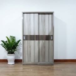 Tủ Quần Áo MDF Cửa Lùa Màu Kem Sọc Đẹp Giá Rẻ