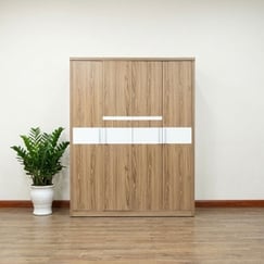 Mẫu Tủ Quần Áo 4 Buồng MDF Vân Gỗ Chỉ Trắng Hiện Đại Đẹp Giá Rẻ