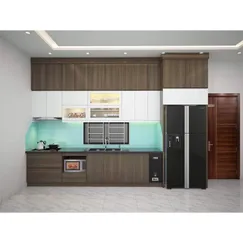 Tủ Bếp Chữ I Đẹp Giá Rẻ Gỗ MDF Phủ Melamine Màu Nâu Hiện Đại Tủ Bếp Chữ I Đẹp Giá Rẻ Gỗ MDF Phủ Melamine Màu Nâu Hiện Đại