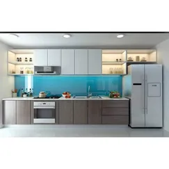 Tủ Bếp Chữ I Hiện Đại Gỗ MDF Phủ Melamine Màu Nâu Phối Trắng Tủ Bếp Chữ I Hiện Đại Gỗ MDF Phủ Melamine Màu Nâu Phối Trắng