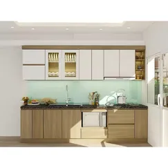 Tủ Bếp Chữ I Nhỏ Gỗ MDF Phủ Melamine Màu Vàng Vân Gỗ Đẹp Hiện Đại Tủ Bếp Chữ I Nhỏ Gỗ MDF Phủ Melamine Màu Vàng Vân Gỗ Đẹp Hiện Đại