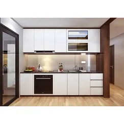 Tủ Bếp Đẹp Chữ I Gỗ Mdf Phủ Melamine Màu Nâu Phối Cửa Trắng Sang Trọng Tủ Bếp Đẹp Chữ I Gỗ Mdf Phủ Melamine Màu Nâu Phối Cửa Trắng Sang Trọng