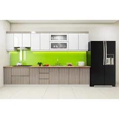 Tủ Bếp Gỗ Công Nghiệp MDF Phủ Melamine Màu Xám Vân Gỗ Phối Trắng Đẹp Tủ Bếp Gỗ Công Nghiệp MDF Phủ Melamine Màu Xám Vân Gỗ Phối Trắng Đẹp
