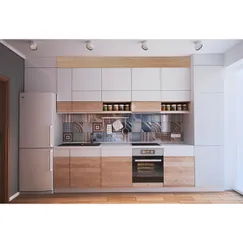 Tủ Bếp Gỗ MDF Phủ Melamine Màu Vàng Vân Gỗ Phối Trắng Đẹp Giá Rẻ