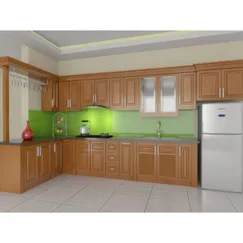 Tủ Bếp Gõ Đỏ Hiện Đại Chữ L Cho Phòng Bếp Tiện Nghi, Sang Trọng Tủ Bếp Gõ Đỏ Hiện Đại Chữ L Cho Phòng Bếp Tiện Nghi, Sang Trọng