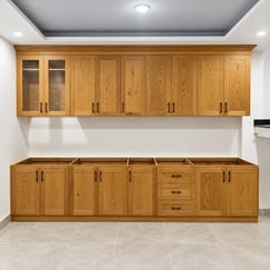 Tủ Bếp Veneer Sồi Nga Cốt Gỗ Cao Su Phong Cách Hiện Đại 
