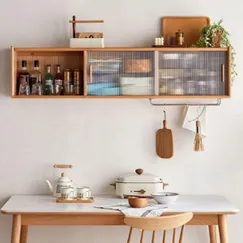 Tủ Chén Treo Tường Gỗ Sồi Tự Nhiên Với Hai Cánh Kính Cửa Lùa Tinh Xảo Tủ Chén Treo Tường Gỗ Sồi Tự Nhiên Với Hai Cánh Kính Cửa Lùa Tinh Xảo