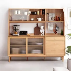 Tủ Đựng Bát Đĩa Bằng Gỗ Tự Nhiên Chân Cao Cánh Kính Trượt Đa Năng Tủ Đựng Bát Đĩa Bằng Gỗ Tự Nhiên Chân Cao Cánh Kính Trượt Đa Năng