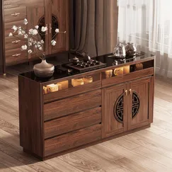 Tủ Đựng Đồ Phòng Bếp Gỗ Sồi Tự Nhiên Màu Óc Chó Đẹp Hiện Đại 