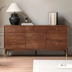 Tủ Ngăn Kéo Gỗ Sồi Sơn Màu Óc Chó Kiểu Chân Cao 9 Hộc Kéo Đẹp Tủ Ngăn Kéo Gỗ Sồi Sơn Màu Óc Chó Kiểu Chân Cao 9 Hộc Kéo Đẹp