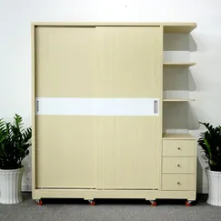 Tủ Quần Áo Cánh Trượt Có Kệ Trang Trí Gỗ MDF Màu Vàng Chỉ Trắng Tủ Quần Áo Cánh Trượt Có Kệ Trang Trí Gỗ MDF Màu Vàng Chỉ Trắng