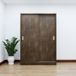 Tủ Quần Áo Cửa Lùa 1m4 Gỗ MDF Phủ Melamine Màu Mun