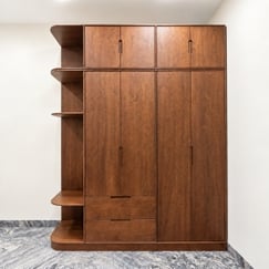 Tủ Quần Áo Gỗ Ghép Cao Su Phủ Veneer Sồi Sơn Màu Óc Chó