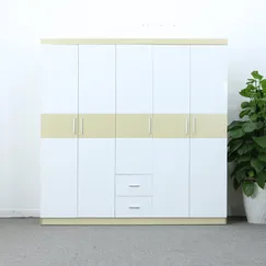 Tủ Quần Áo 5 Cánh Trắng Chỉ Ngang Gỗ MDF Màu Vàng Đẹp Giá Rẻ Tủ Quần Áo 5 Cánh Trắng Chỉ Ngang Gỗ MDF Màu Vàng Đẹp Giá Rẻ