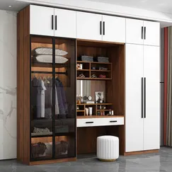 Tủ Quần Áo Kèm Bàn Làm Việc Gỗ MDF Phủ Melamine Cánh Kính Hiện Đại Tủ Quần Áo Kèm Bàn Làm Việc Gỗ MDF Phủ Melamine Cánh Kính Hiện Đại