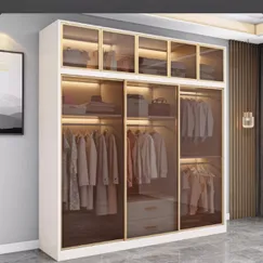 Tủ Quần Áo Kính Cường Lực Kiểu Lùa Khung Gỗ MDF Cao Cấp 