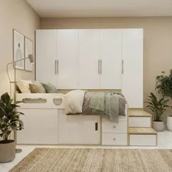 Tủ Quần Áo Liền Giường Đa Chức Năng Kết Cấu Bền Bỉ Giá Ưu Đãi 