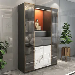 Tủ Thờ Gỗ Đẹp Cánh Kính Viền Nhôm Khung Gỗ Công Nghiệp Sang Trọng Tủ Thờ Gỗ Đẹp Cánh Kính Viền Nhôm Khung Gỗ Công Nghiệp Sang Trọng