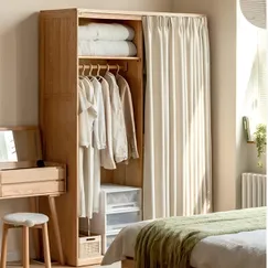 Tủ Treo Quần Áo  Gỗ Ghép Phủ Veneer Sồi Không Cánh Có Rèm Che Hiện Đại Giá Tốt Tủ Treo Quần Áo  Gỗ Ghép Phủ Veneer Sồi Không Cánh Có Rèm Che Hiện Đại Giá Tốt