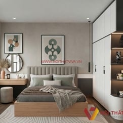 Combo Nội Thất Phòng Ngủ Đẹp Với Thiết Kế Tủ Cao Chạm Trần 