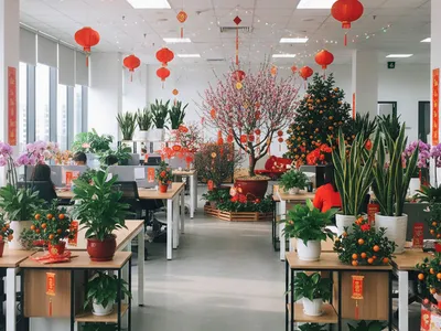 55+ Cách trang trí Tết văn phòng 2026 đẹp, tiết kiệm chi phí nhất 