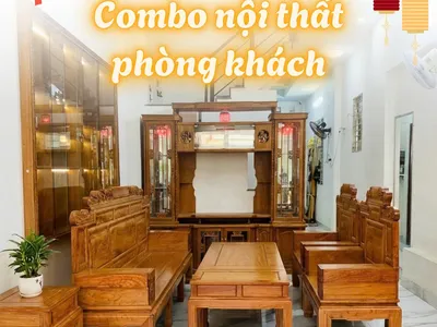 Combo phòng khách gỗ tự nhiên đón Tết 2026 sang trọng, hợp phong thủy nhà Việt