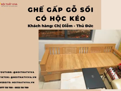 Giao Lắp Ghế Gấp Thành Giường Gỗ Sồi Có Học Kéo chị Diễm - Thủ Đức