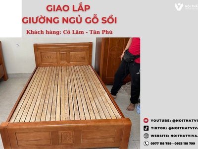 Giao Lắp Giường Gỗ Sồi 1m4 Cô Lâm - Tân Phú Hoàn Hảo Cho Không Gian.