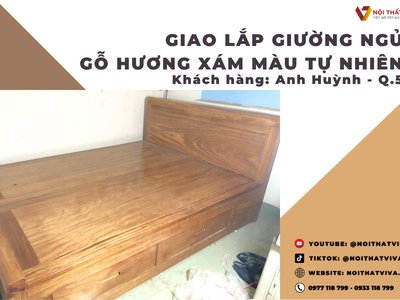 Giường gỗ Hương Xám 1m6 - Chất lượng cao, giá hợp lý | Nội thất Viva