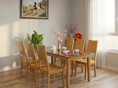 Gợi ý chọn bộ bàn ăn 6 ghế cao cấp phù hợp không gian nhà Việt dịp Tết