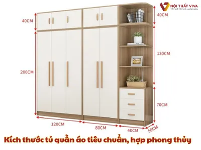 Kích thước tủ quần áo tiêu chuẩn, hợp phong thủy phổ biến hiện nay
