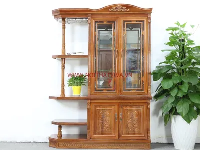 Top 7 mẫu tủ rượu gỗ đẹp, sang trọng nhất đón Tết cho phòng khách