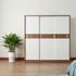 Tủ Gỗ MDF Cửa Lùa 2m Cánh Trắng Sọc Óc Chó Phủ Melamine