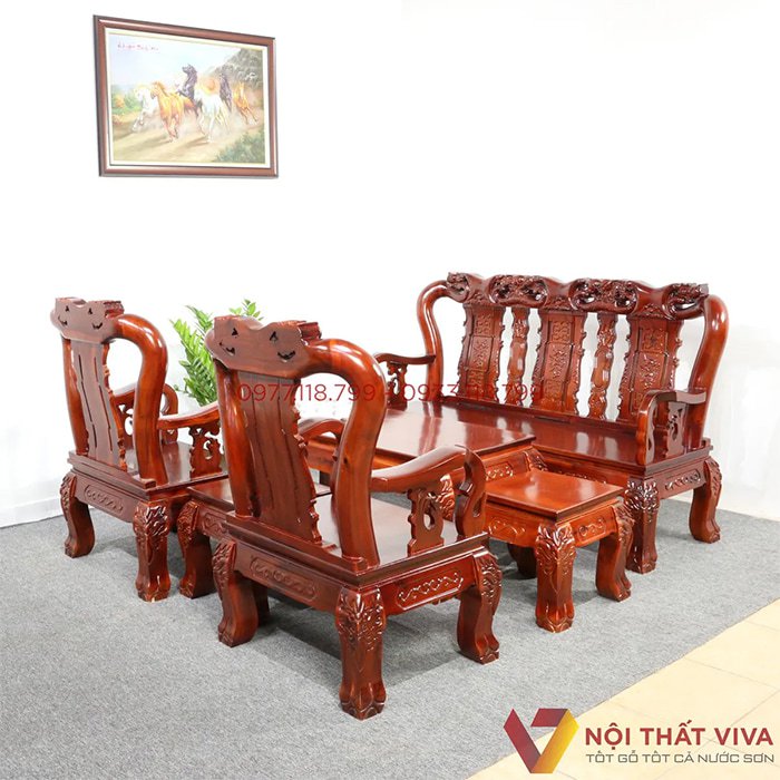 Bộ bàn ghế mỹ nghệ gỗ Tràm và Xoan Đào, 6 món tay 10 giá rẻ đẹp thu hút.