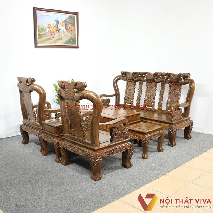 Bộ Salon đồ mỹ nghệ gỗ Mun tay 10 6 món đẹp, chất lượng, giao hàng tận nơi tại Hồ Chí Minh.