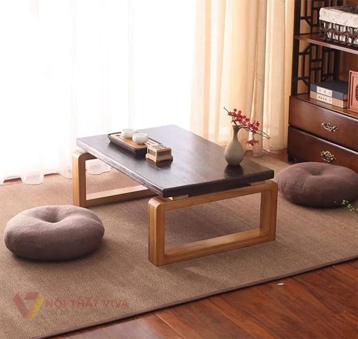 Mẫu bàn trà 2 ghế phòng ngủ đẹp phong cách Nhật Bản.