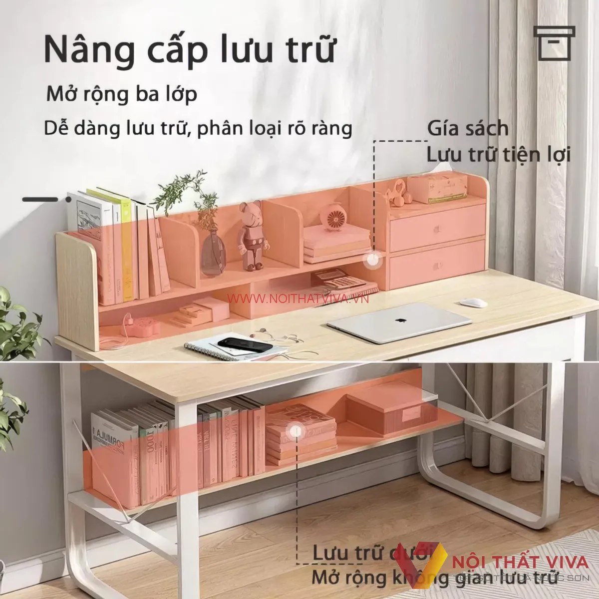 Bàn Học Gỗ Công Nghiệp Chẩt Lượng Cao Kiểu Dáng Hiện Đại Giá Tốt 