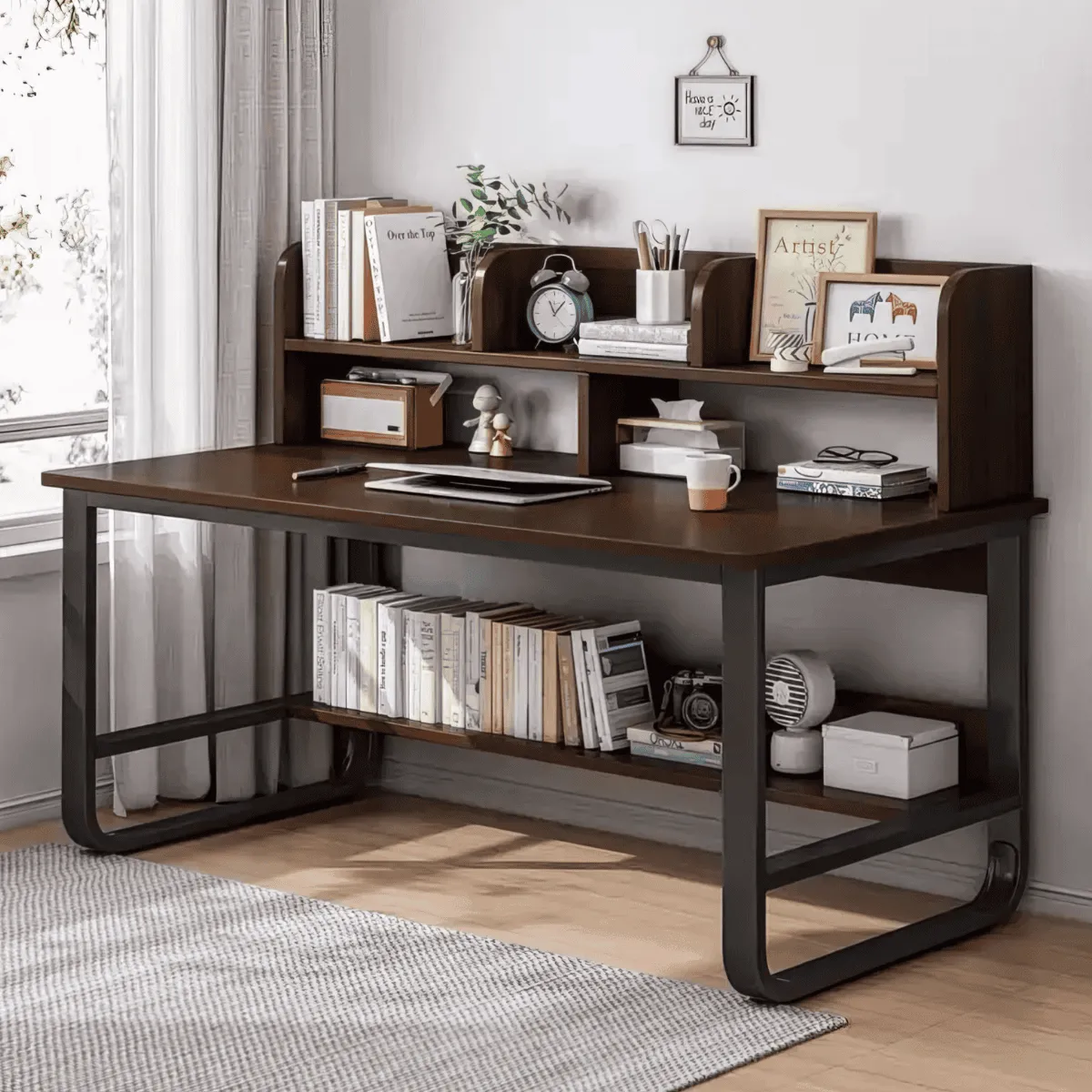 Bàn Học Sinh Bằng Gỗ Công Nghiệp Chân Sắt Kiểu Dáng Hiện Đại