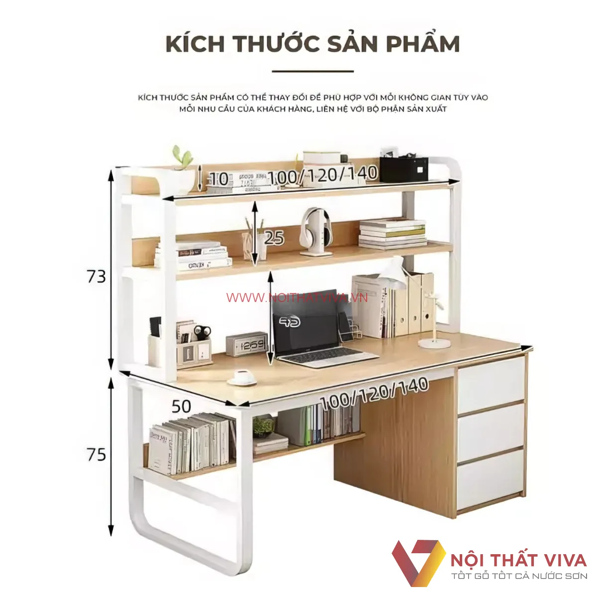 Bàn Học Sinh Giá Rẻ Kết Hợp Hộc Tủ Và Kệ Sách Thông Minh