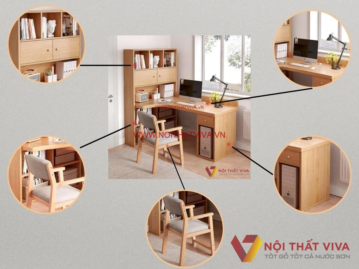 Bàn Làm Việc Cho Nhân Viên Bằng Gỗ Sồi Tự Nhiên Đẹp Mà Giá Tốt