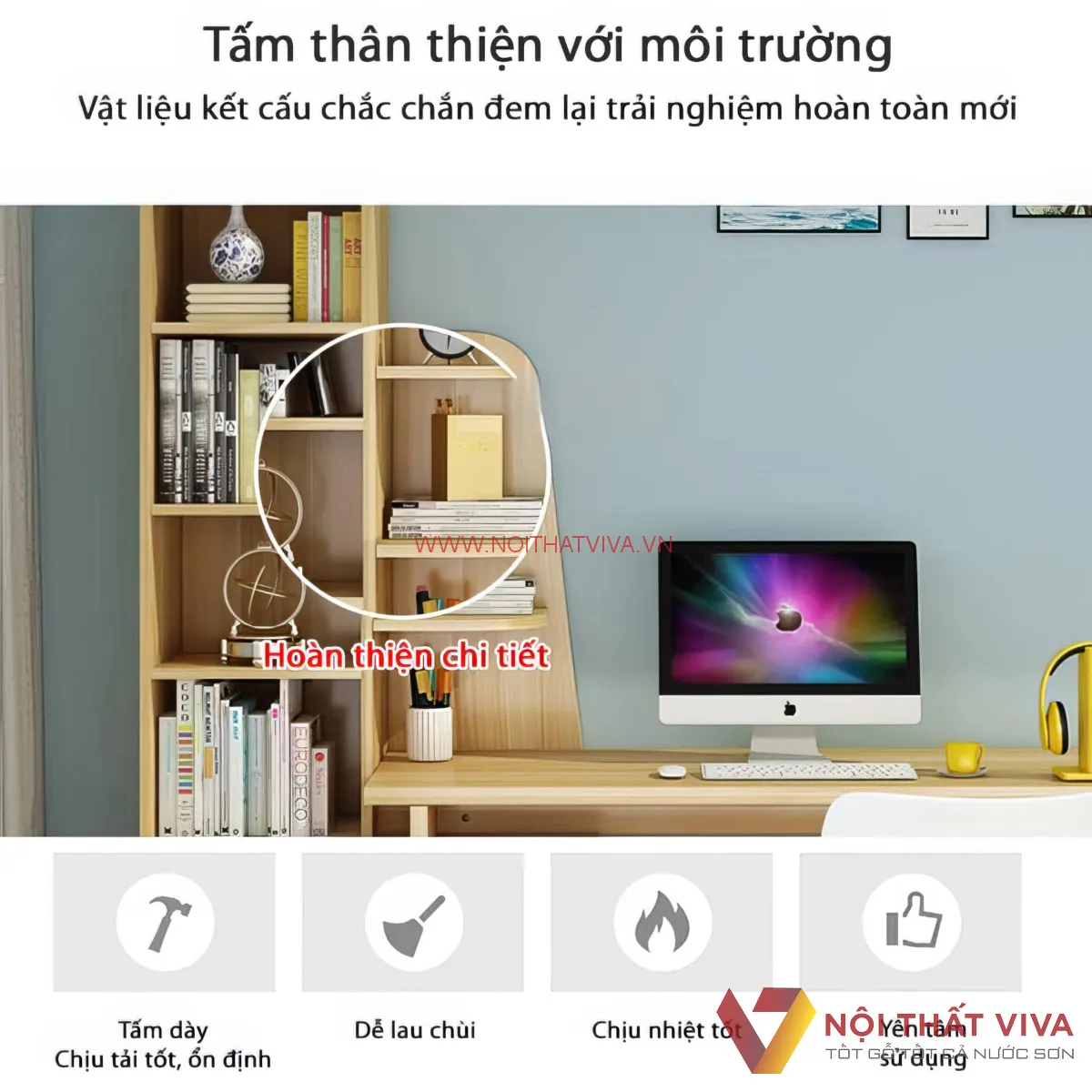 Bàn Làm Việc Kết Hợp Kệ Sách Đa Năng Chất Lượng Bền Bỉ