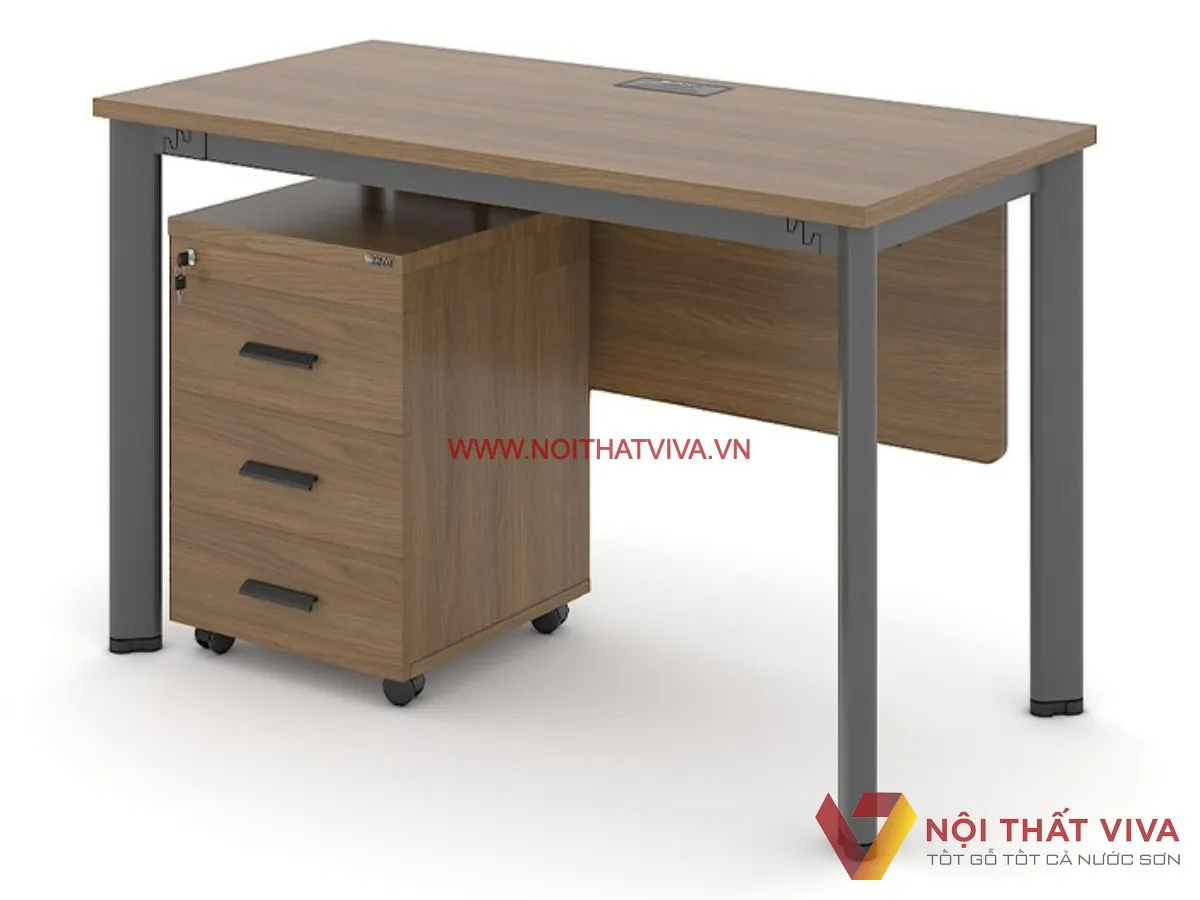 Bàn Nhân Viên 1m2 Mặt Gỗ Mdf Phủ Melamine Kết Hợp Chân Sắt Hiện Đại
