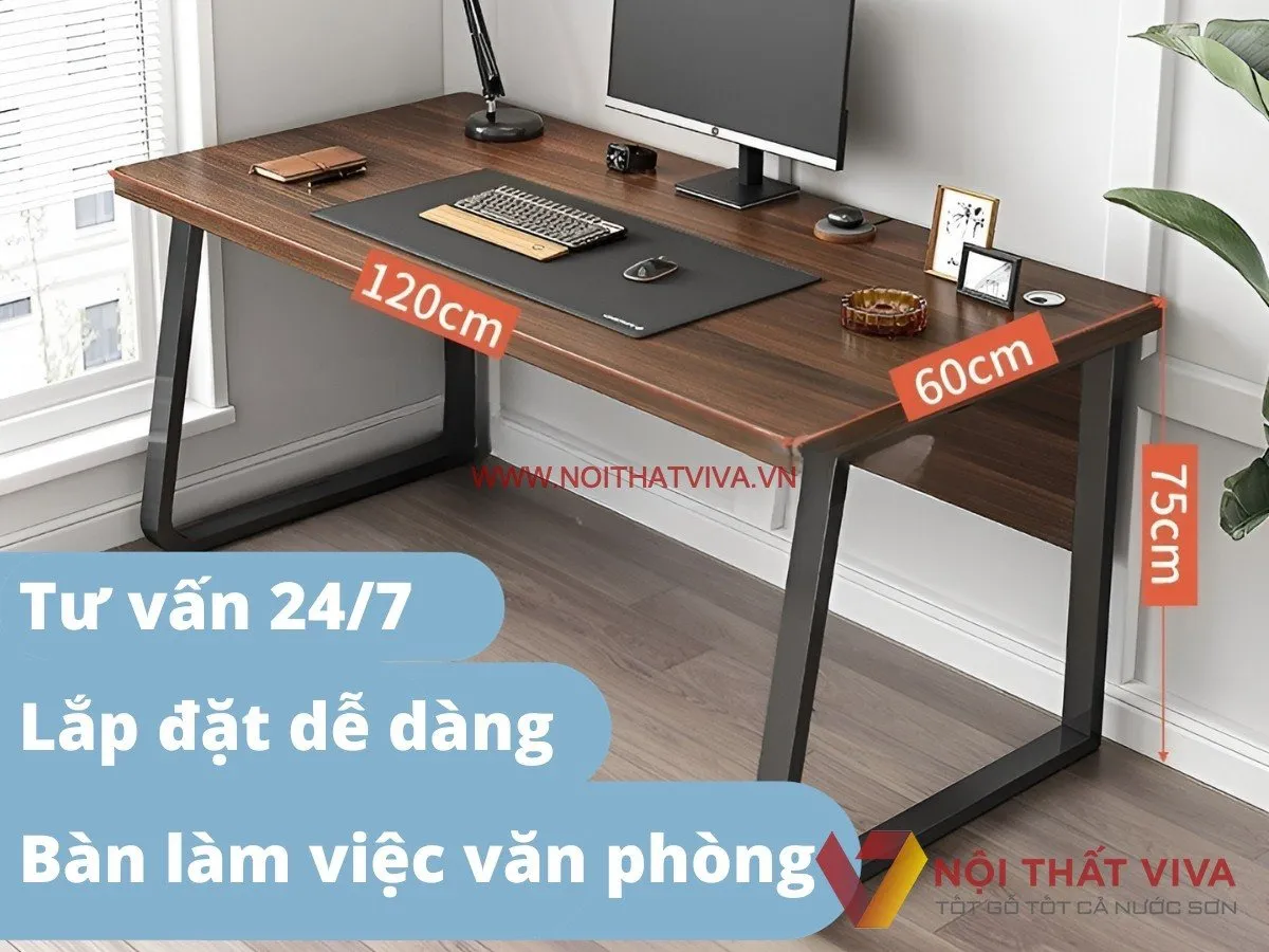 Bàn Nhân Viên Chân Sắt Hiện Đại Mặt Bàn Gỗ Mdf Phủ Melamine Giá Tốt