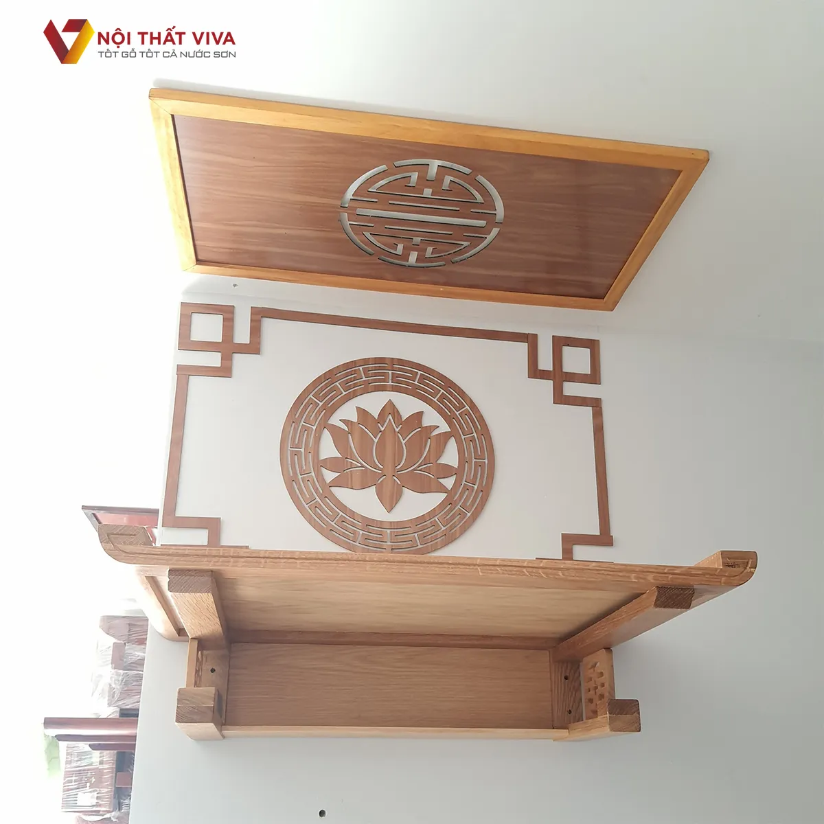 Bàn thờ treo tường gỗ công nghiệp hiện đại, giá tốt, có sẵn tại Nội thất Viva.