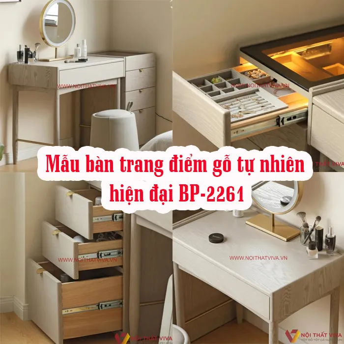 Mẫu bàn trang điểm gỗ tự nhiên hiện đại đẹp tại Nội thất Viva mã BP-2261.