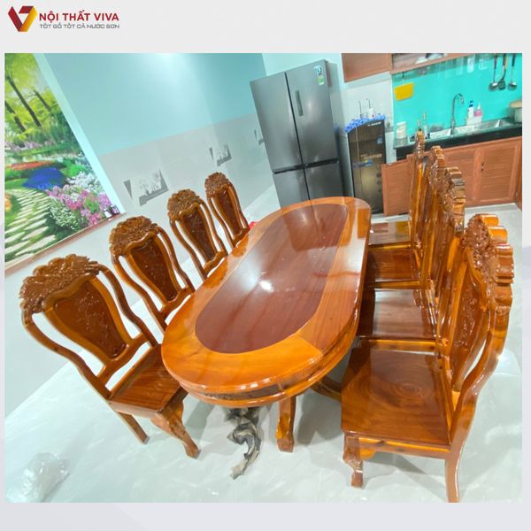 Bộ bàn ăn gỗ 8 ghế tại sao nên mua? Mẫu nào đẹp nhất