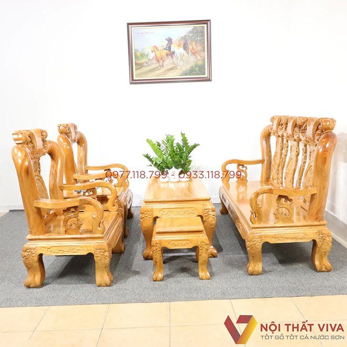Bộ Salon gỗ đẹp thanh lịch, giá tốt, giao hàng nhanh tại Nội thất Viva.